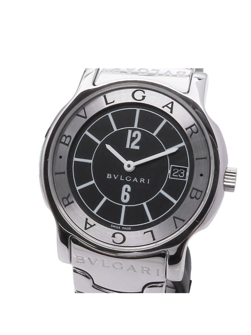 Bvlgari Solotempo Black Stainless Steel Watch Quartz